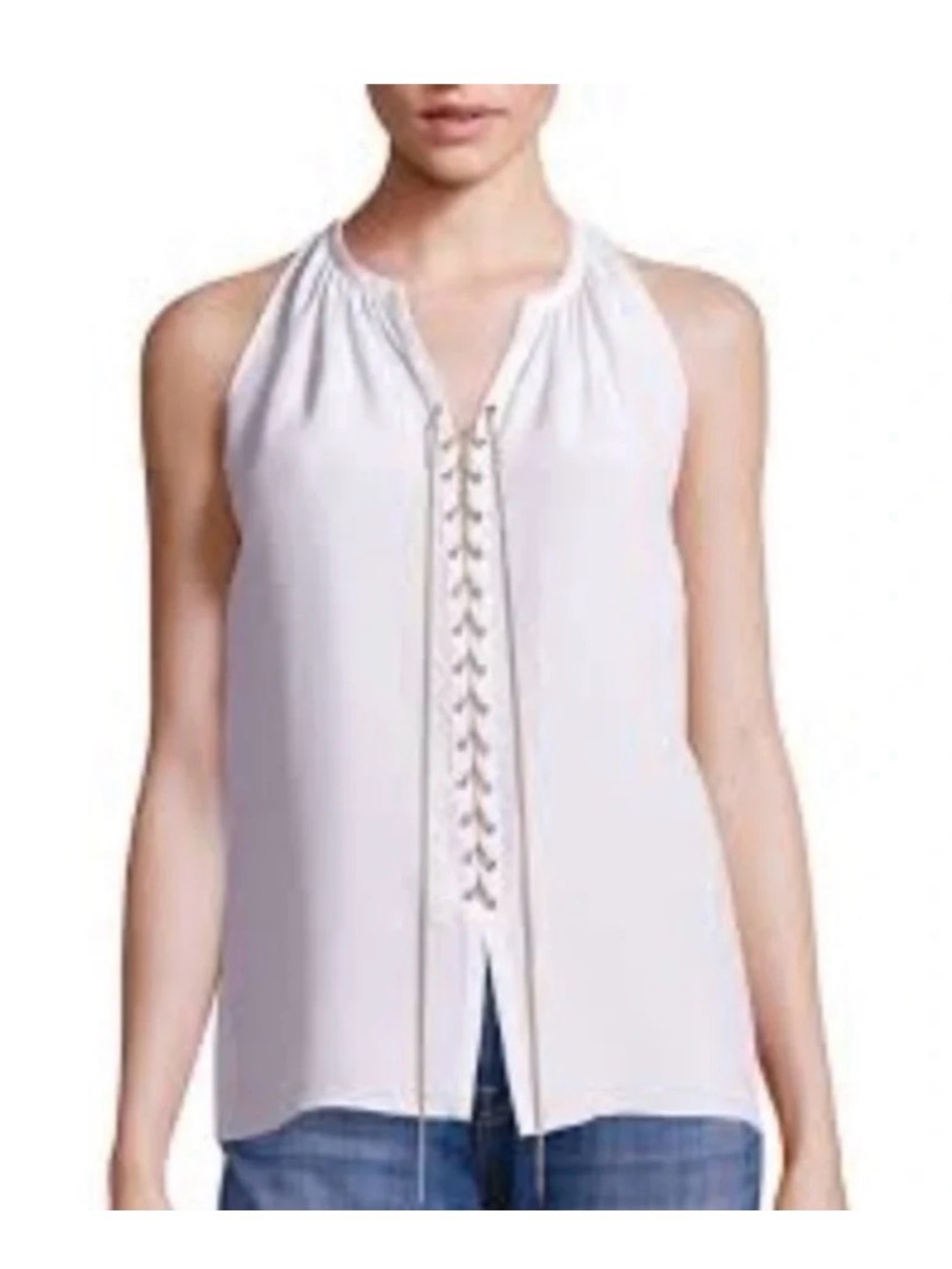 Ramy Brook Women's White Lace-Up sleeveless Top xs